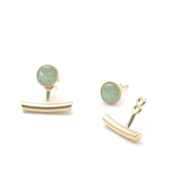 Boucles d'oreilles Ariane pendants barres - Aventurine